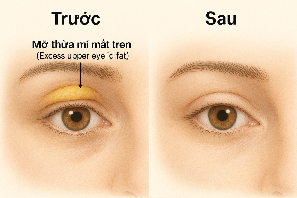 Lấy mỡ mí mắt trên