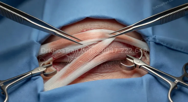 Điều trị mắt sụp mí — Phẫu thuật chỉnh cơ nâng mi